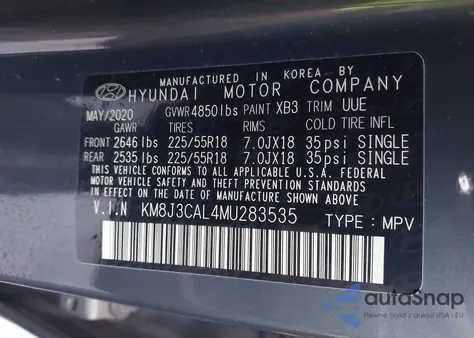 2021 Hyundai Tucson Ultimate из США, поврежденный, VIN KM8J3CAL4MU283535